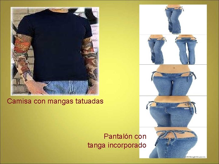 Camisa con mangas tatuadas Pantalón con tanga incorporado 