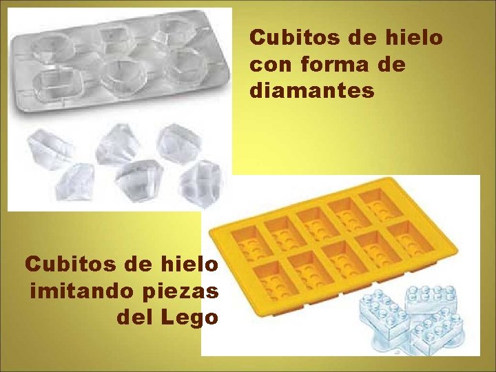 Cubitos de hielo con forma de diamantes Cubitos de hielo imitando piezas del Lego