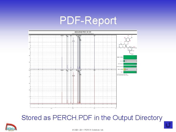 PDF-Report Stored as PERCH. PDF in the Output Directory © 2001 -2011 PERCH Solutions