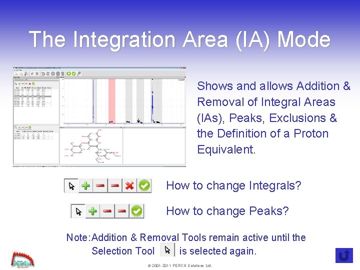 The Integration Area (IA) Mode Shows and allows Addition & Removal of Integral Areas