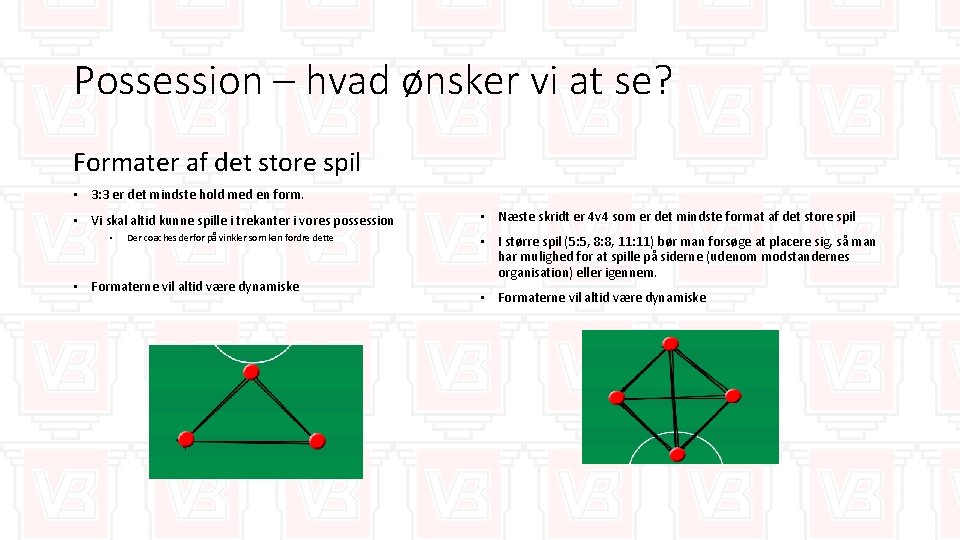 Possession – hvad ønsker vi at se? Formater af det store spil • 3: