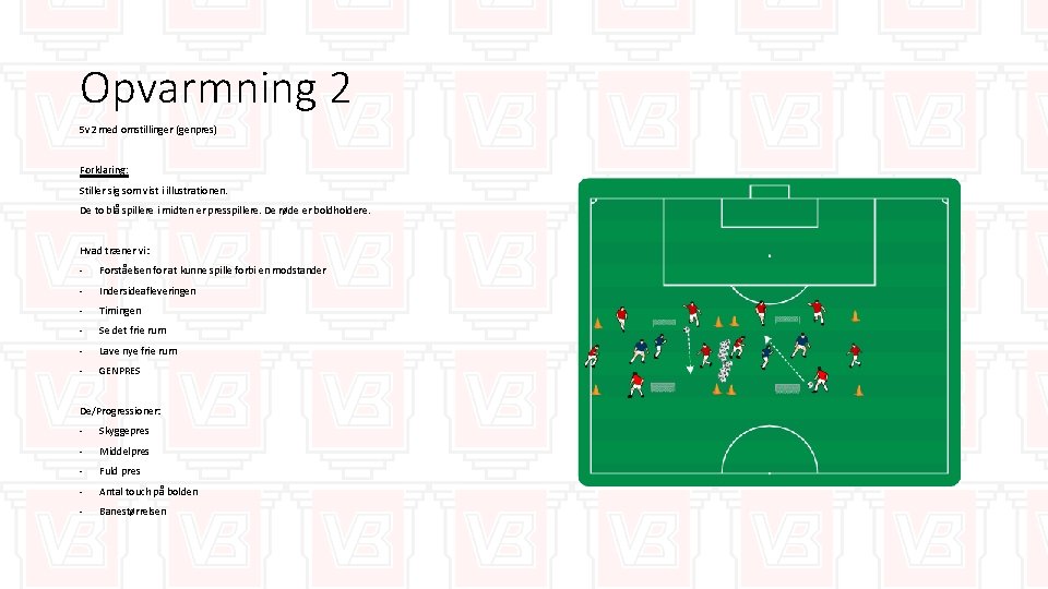Opvarmning 2 5 v 2 med omstillinger (genpres) Forklaring: Stiller sig som vist i