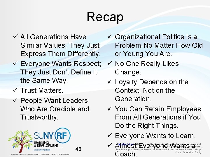 Recap ü All Generations Have ü Organizational Politics Is a Problem-No Matter How Old