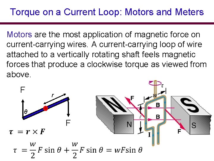 Torque on a Current Loop: Motors and Meters Motors are the most application of