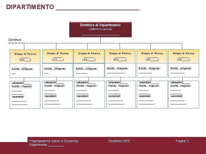 DIPARTIMENTO ____________ Direttore di Dipartimento (Datore di Lavoro) _________ Continua Gruppo di Ricerca ______