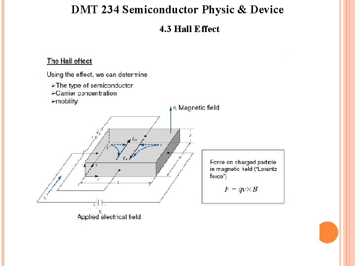 DMT 234 Semiconductor Physic & Device 4. 3 Hall Effect 