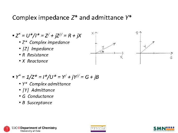 Complex impedance Z* and admittance Y* • Z* = U*/I* = Z/ + j.