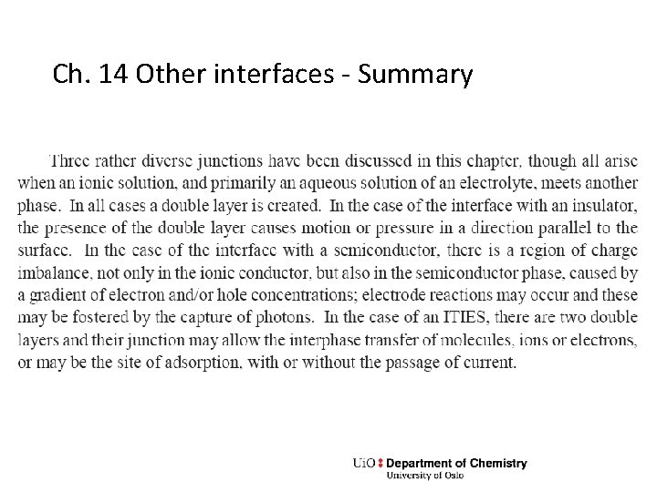 Ch. 14 Other interfaces - Summary 