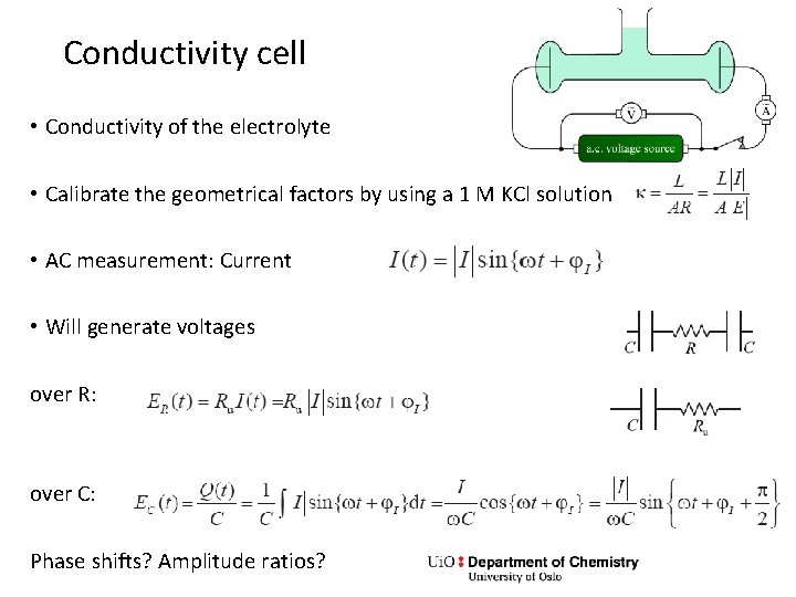 Conductivity cell • Conductivity of the electrolyte • Calibrate the geometrical factors by using