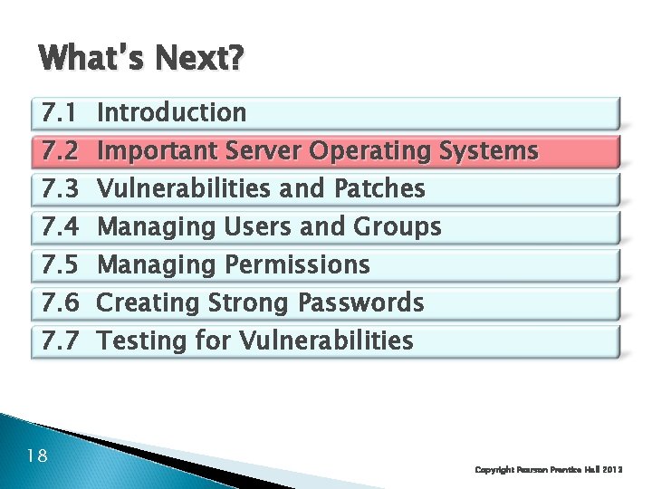 What’s Next? 7. 1 Introduction 7. 2 Important Server Operating Systems 7. 3 Vulnerabilities