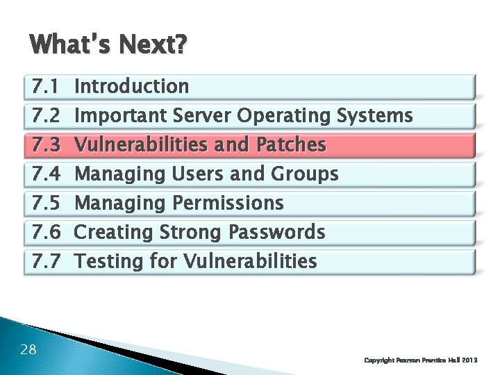 What’s Next? 7. 1 Introduction 7. 2 Important Server Operating Systems 7. 3 Vulnerabilities