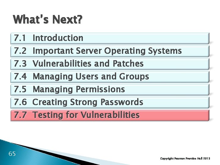 What’s Next? 7. 1 Introduction 7. 2 Important Server Operating Systems 7. 3 Vulnerabilities