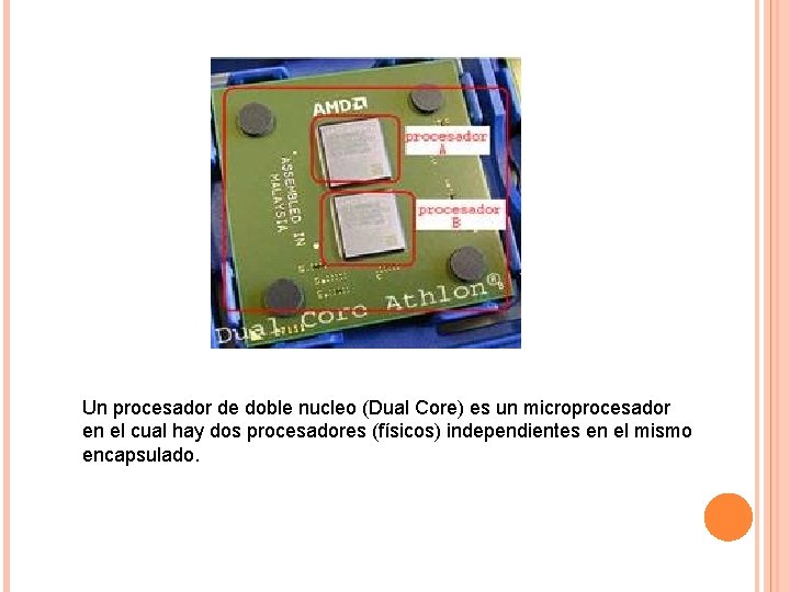 Un procesador de doble nucleo (Dual Core) es un microprocesador en el cual hay