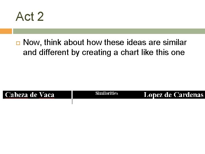 Act 2 Now, think about how these ideas are similar and different by creating