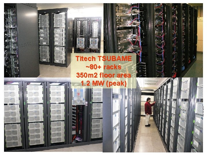 Titech TSUBAME ~80+ racks 350 m 2 floor area 1. 2 MW (peak) 