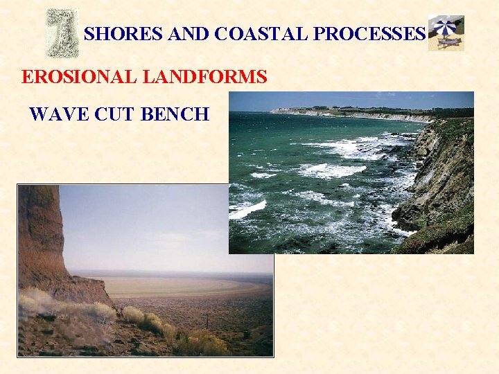 SHORES AND COASTAL PROCESSES EROSIONAL LANDFORMS WAVE CUT BENCH 