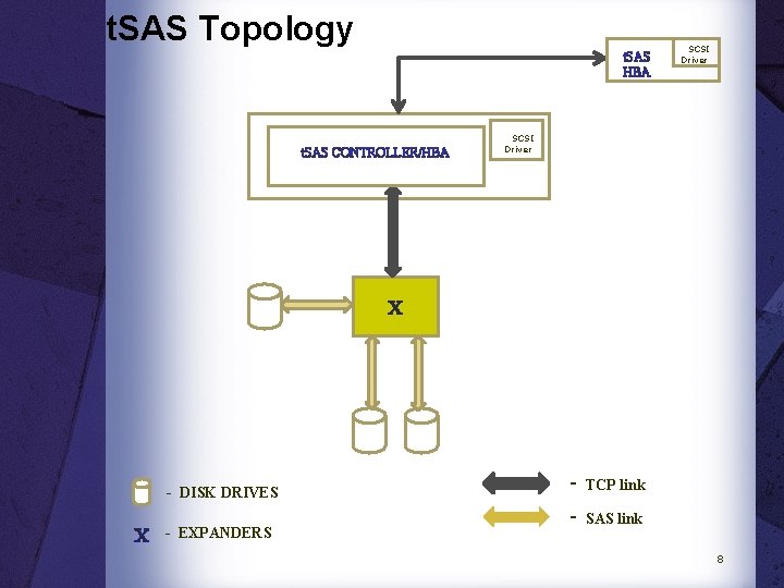 t. SAS Topology t. SAS HBA t. SAS CONTROLLER/HBA SCSI Driver X - DISK