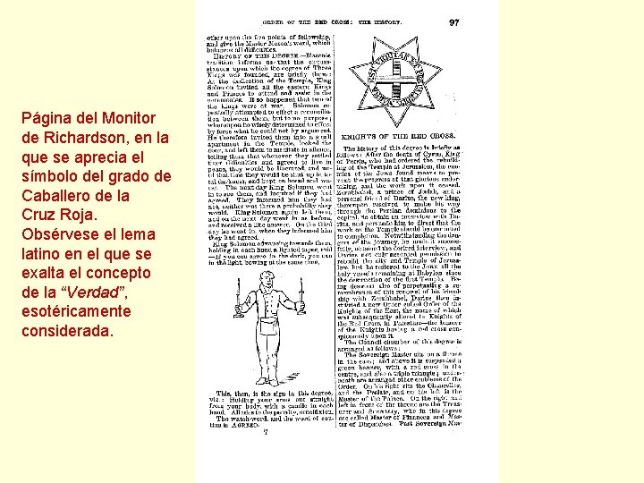 Página del Monitor de Richardson, en la que se aprecia el símbolo del grado Página del Monitor de Richardson, en la que se aprecia el símbolo del grado