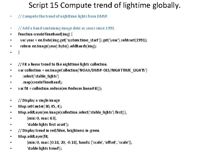 Script 15 Compute trend of lightime globally. • // Compute the trend of nighttime