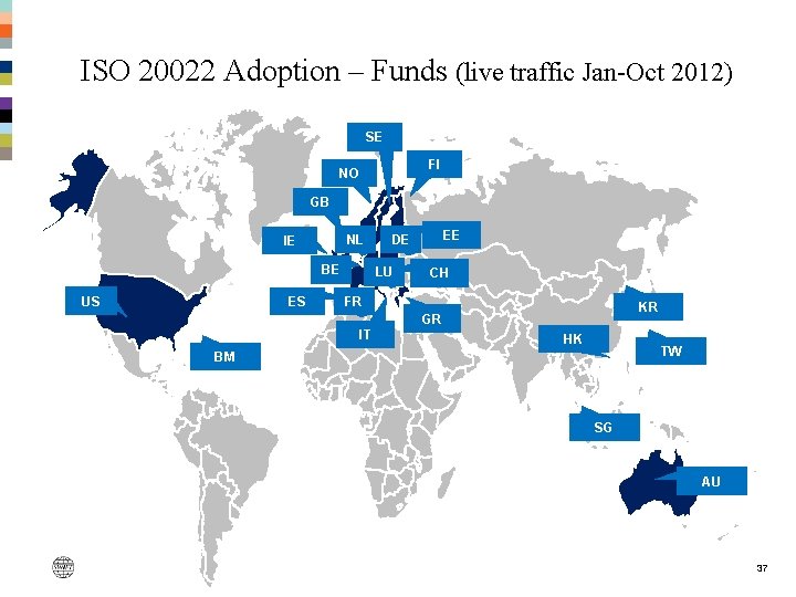 ISO 20022 Adoption – Funds (live traffic Jan-Oct 2012) SE FI NO GB NL ISO 20022 Adoption – Funds (live traffic Jan-Oct 2012) SE FI NO GB NL