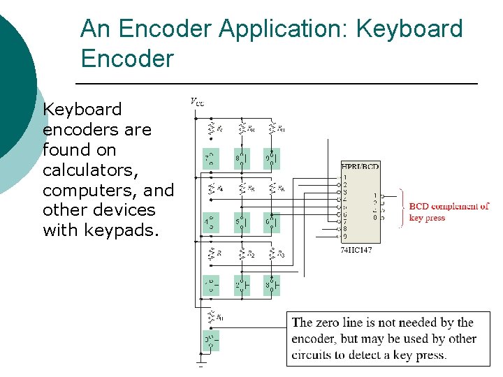 An Encoder Application: Keyboard Encoder Keyboard encoders are found on calculators, computers, and other