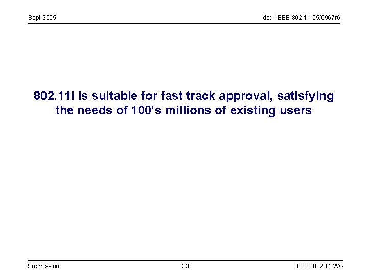 Sept 2005 doc: IEEE 802. 11 -05/0967 r 6 802. 11 i is suitable