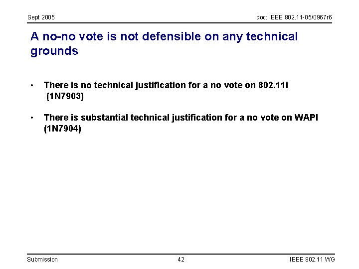 Sept 2005 doc: IEEE 802. 11 -05/0967 r 6 A no-no vote is not