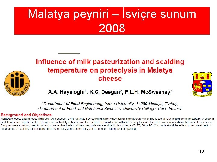 Malatya peyniri – İsviçre sunum 2008 18 