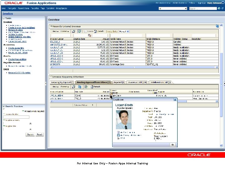 For Internal Use Only – Fusion Apps Internal Training 