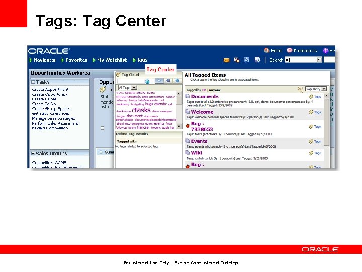 Tags: Tag Center For Internal Use Only – Fusion Apps Internal Training 