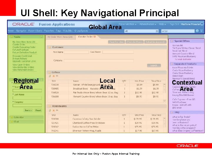 UI Shell: Key Navigational Principal Global Area Regional Area Local Area For Internal Use