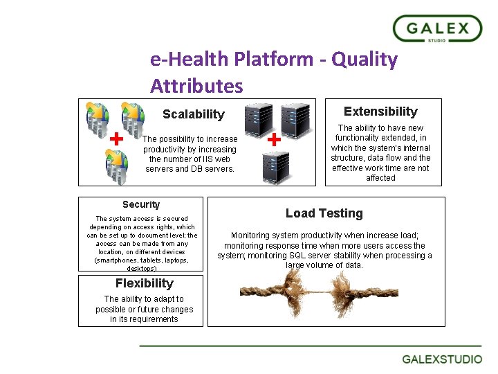 e-Health Platform - Quality Attributes Extensibility Scalability + The possibility to increase productivity by
