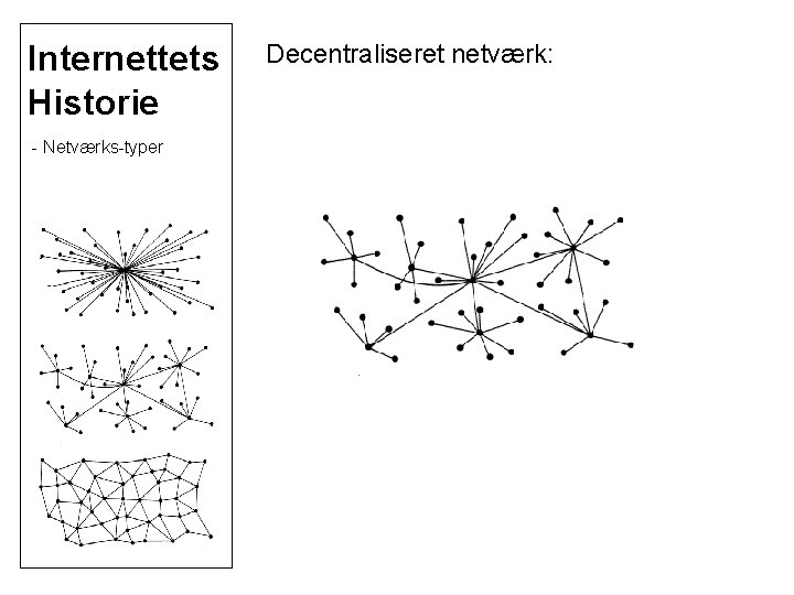 Internettets Historie - Netværks-typer Decentraliseret netværk: 