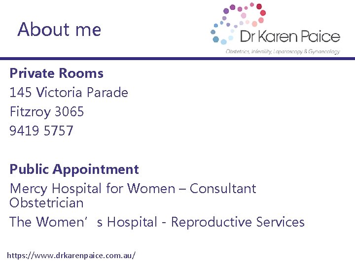 About me Private Rooms 145 Victoria Parade Fitzroy 3065 9419 5757 Public Appointment Mercy