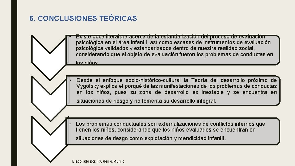 6. CONCLUSIONES TEÓRICAS • Existe poca literatura acerca de la estandarización del proceso de