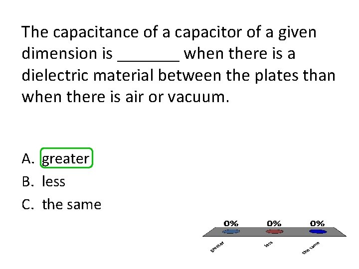 The capacitance of a capacitor of a given dimension is _______ when there is