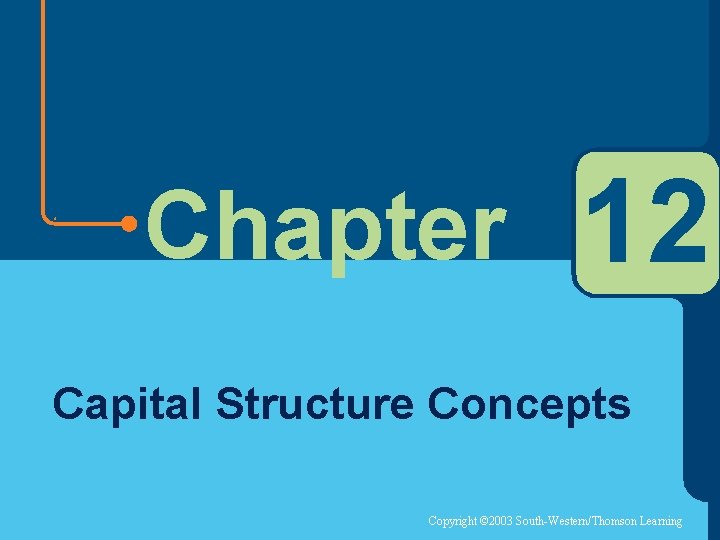 Chapter 12 Capital Structure Concepts Copyright © 2003 South-Western/Thomson Learning 