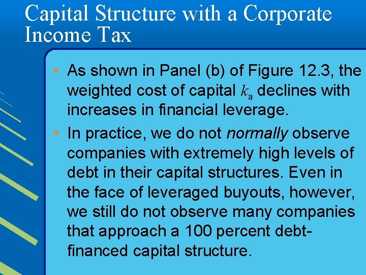 Capital Structure with a Corporate Income Tax • As shown in Panel (b) of