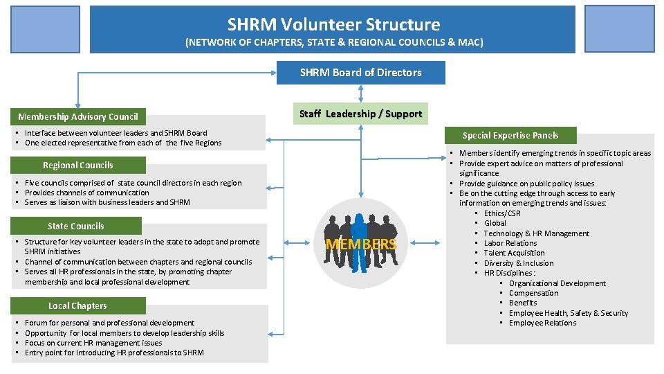 SHRM Volunteer Structure (NETWORK OF CHAPTERS, STATE & REGIONAL COUNCILS & MAC) SHRM Board