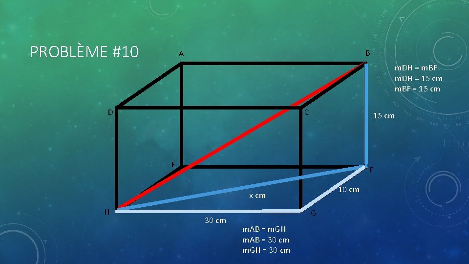 PROBLÈME #10 B A m. DH = m. BF m. DH = 15 cm