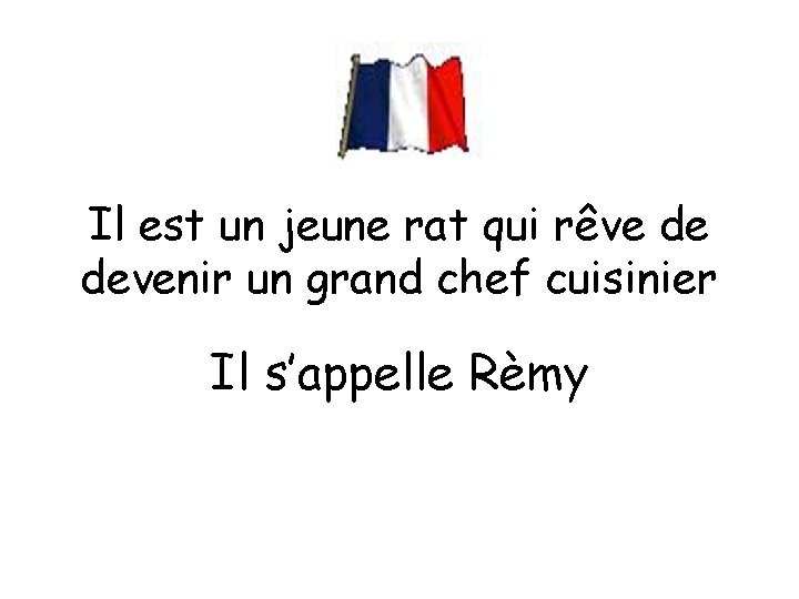 Il est un jeune rat qui rêve de devenir un grand chef cuisinier Il