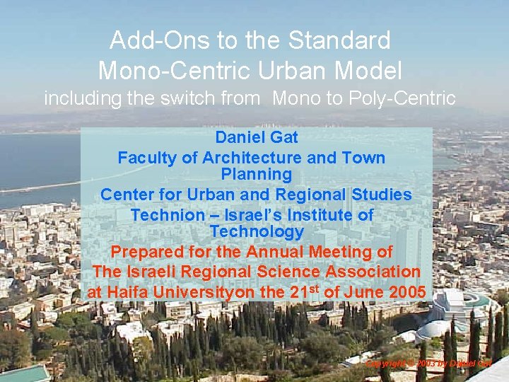 Add-Ons to the Standard Mono-Centric Urban Model including the switch from Mono to Poly-Centric