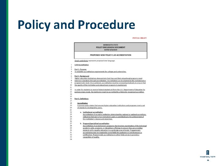 Policy and Procedure 11 