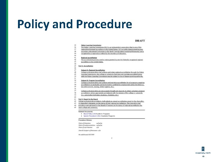 Policy and Procedure 12 