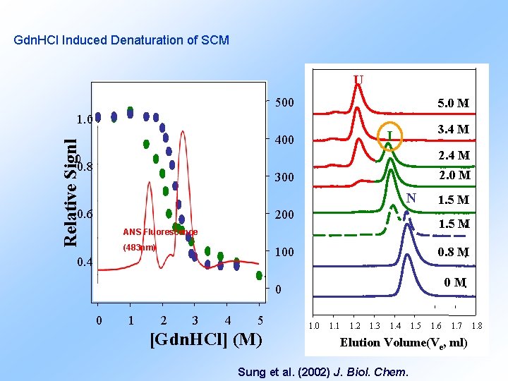 Gdn. HCl Induced Denaturation of SCM U 500 5. 0 M 1. 0 Relative