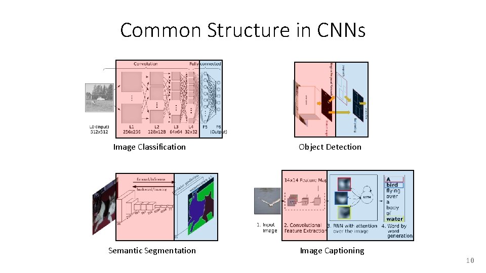 Common Structure in CNNs Image Classification Object Detection Semantic Segmentation Image Captioning 10 