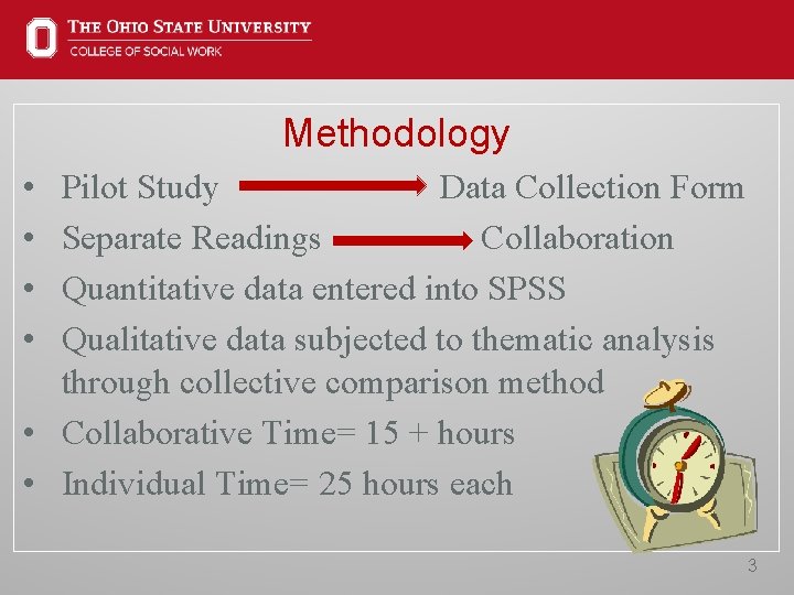 Methodology • • Pilot Study Data Collection Form Separate Readings Collaboration Quantitative data entered