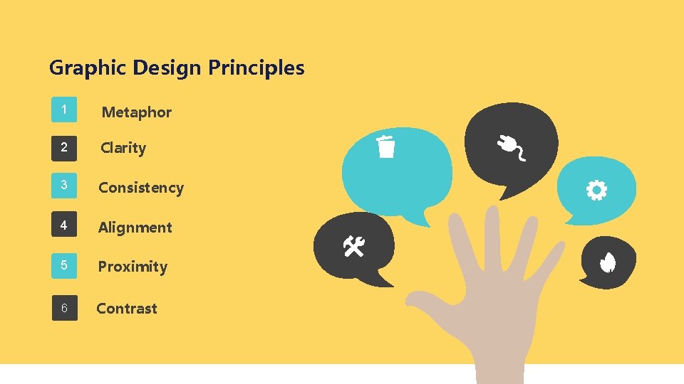 Graphic Design Principles 1 Metaphor 2 Clarity 3 Consistency 4 Alignment 5 Proximity 6