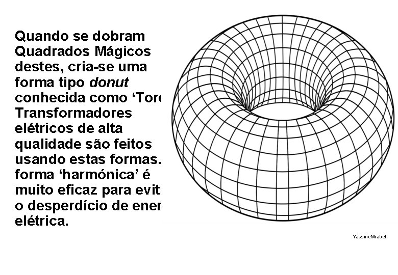 Quando se dobram Quadrados Mágicos destes, cria-se uma forma tipo donut conhecida como ‘Toro’.