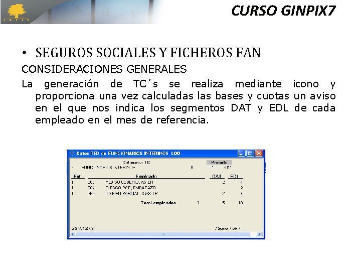CURSO GINPIX 7 • SEGUROS SOCIALES Y FICHEROS FAN CONSIDERACIONES GENERALES La generación de CURSO GINPIX 7 • SEGUROS SOCIALES Y FICHEROS FAN CONSIDERACIONES GENERALES La generación de